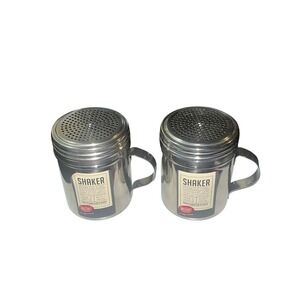TableCraft 10oz Stainless Steel Dredge Shaker Set of 2 with Handle Silver